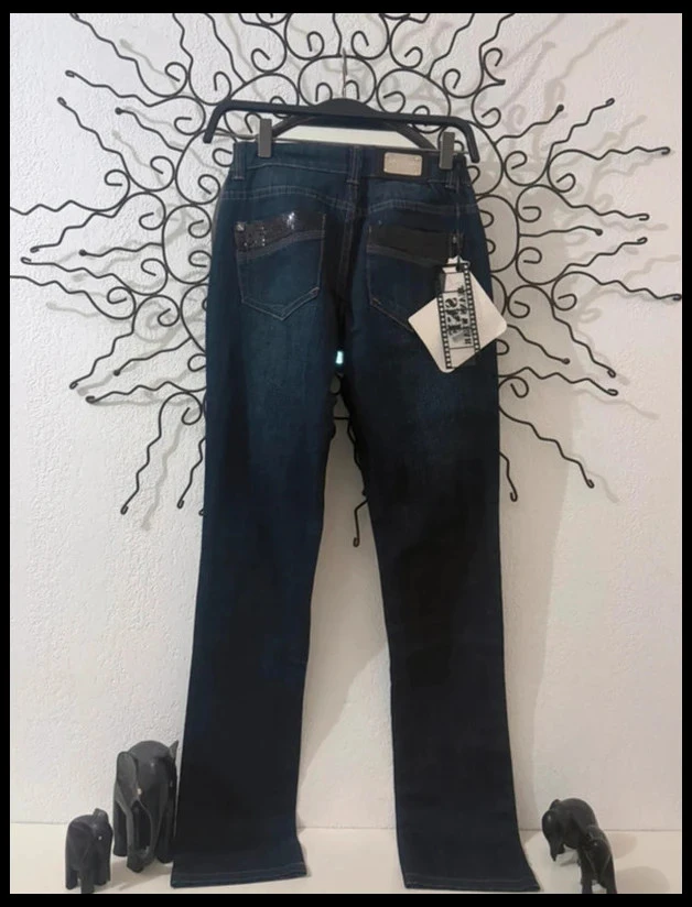 Calça jeans SMF Bootcut Nova com Etiqueta - Sequins & Denim Bruto - Tamanho 27 (36) – photo 4